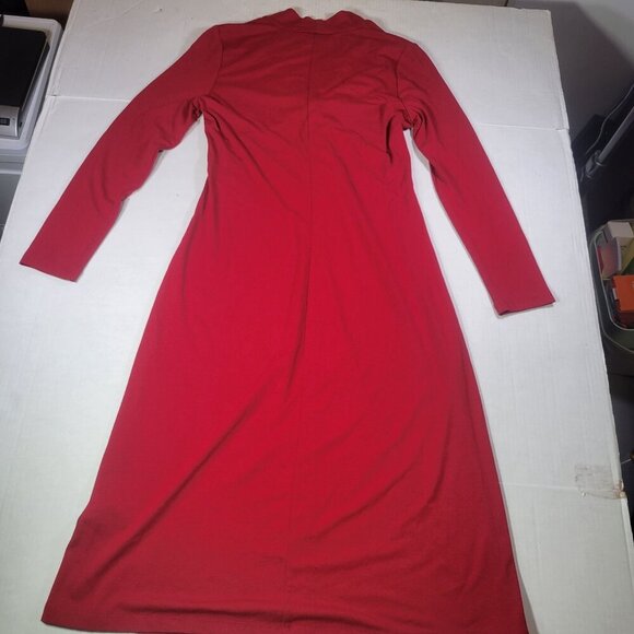 Talbots Petites Red Elegant Long-Sleeve Twist-Front Maxi Dress Size 4P - Picture 7 of 8